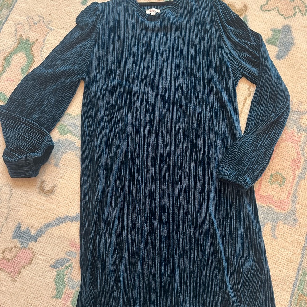 Teal Velvet Long Sleeve Dress
